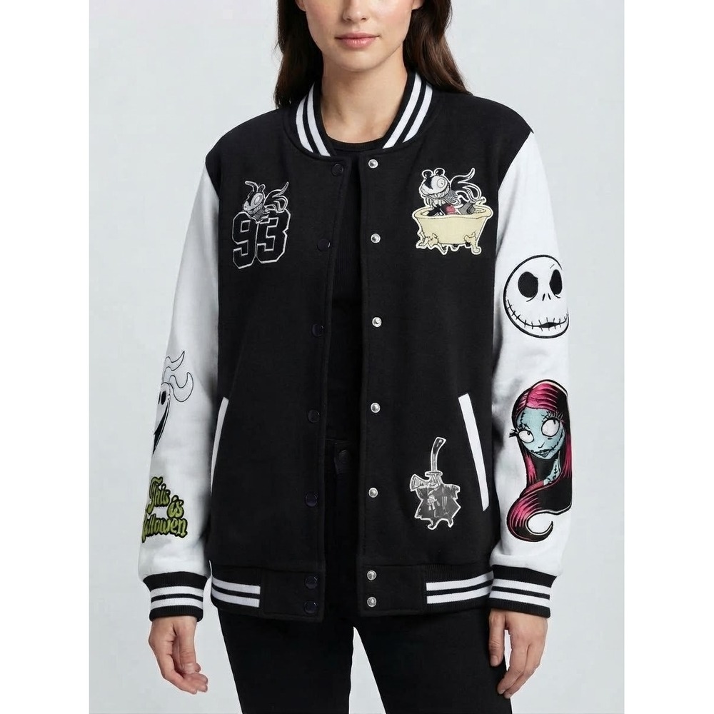 NWT Disney Nightmare Before Christmas Varsity Jacket Jack Skellington L